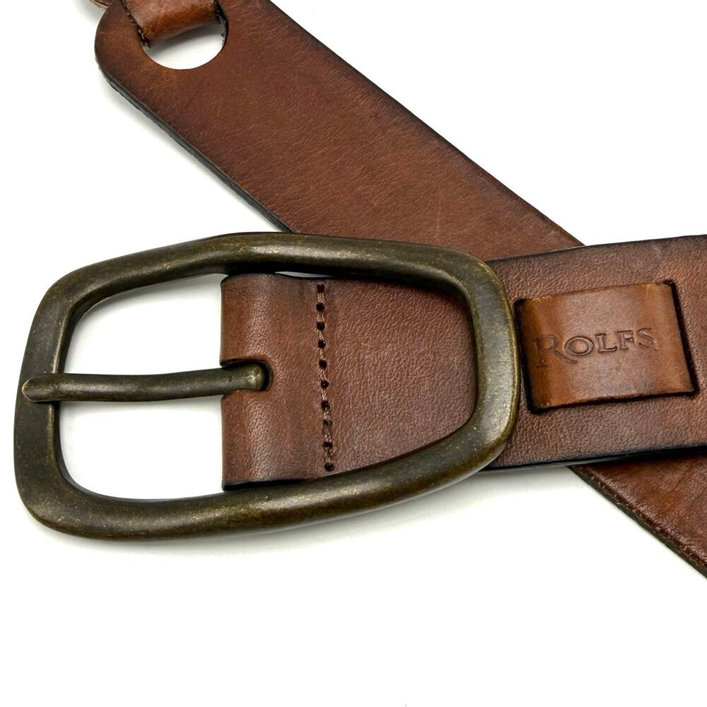 Rolfs Linked Leather Belt L 32-36 Brown Cut Outs Boho Western Equestrian Hippie - Picture 3 of 7